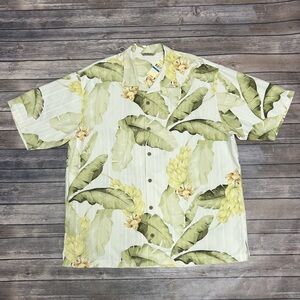 Tommy Bahama Silk Off White Jungle Feast Bananas Button Up Short Sleeve Hawaiian